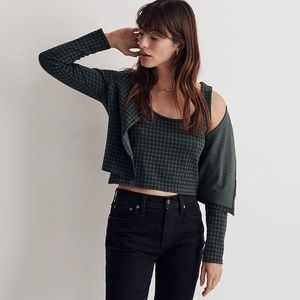 Madewell Jacquard Cardigan Twin Set in Gingham NWT Size M